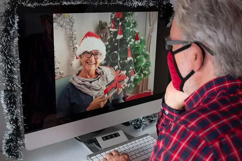 senior man on video call
